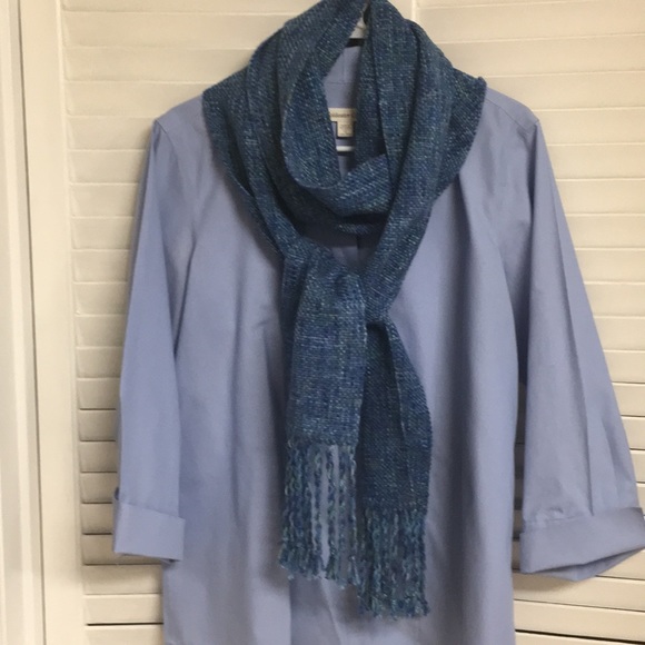 NWOT Handmade woven ocean blue scarf soft acrylic - Picture 8 of 8